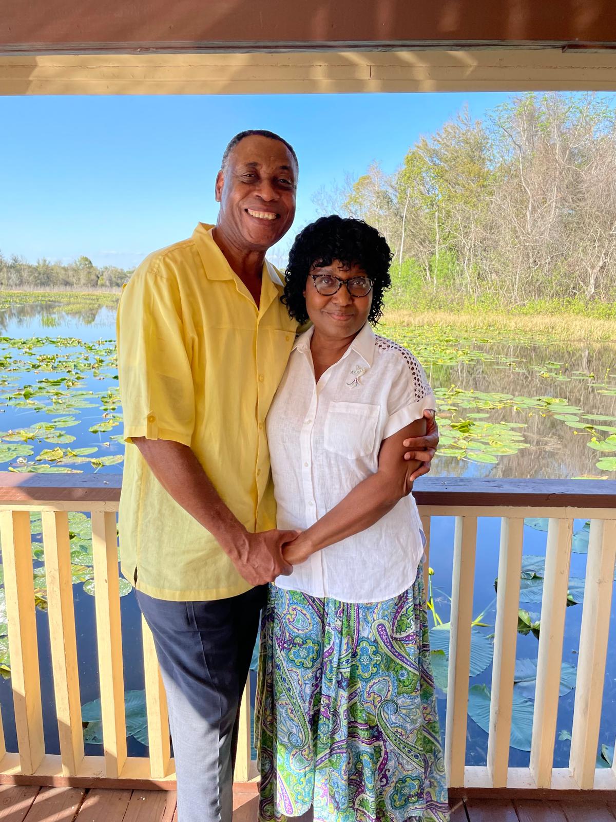 Dr. and Mrs. Saint Louis at the lake pavilion, Central Florida 2023